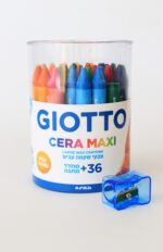 צבעי שעווה עבים 36 יח' + מחדד בכוס GIOTTO